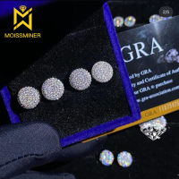 เต็มรอบ Moissanite ต่างหูเย็นออกหูกระดุมสำหรับผู้หญิง S925ต่างหูเงินผ่านเพชรทดสอบเครื่องประดับฮิปฮอปจัดส่งฟรี