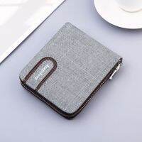 Mens Wallet South Korean Style Short Canvas Dollar Bag Multifunctional Zipper Photo Holder Coin Pocket Casual Buckle