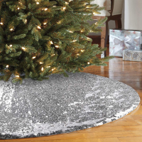 Silver Sequins Tree Skirts Base Cover Christmas Decorations Ornament Collar Elegant Novelties Bottom Large Car New Year Mats