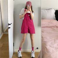 CUI YI SHOP 2022 New Explosion Color Eye-catching Pink Age-Reducing Overalls Shorts