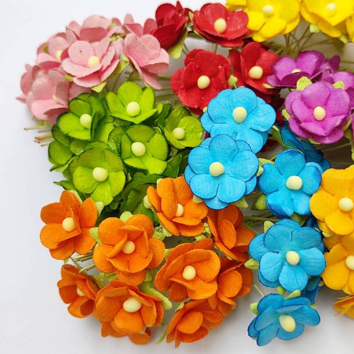 100-ดอก-ดอกไม้กระดาษ-ดอกสองชั้น-15-มม-ดอกไม้กระดาษสา-ดอกไม้ประดิษฐ์-ดอกไม้ทำการ์ด-ดอกไม้ทำมงกุฎ-คละ-10-สีสด