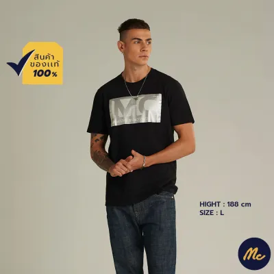 Mc Jeans เสื้อยืดแขนสั้นผู้ชาย คอกลม สีดำ Biker Collection MTTZ548