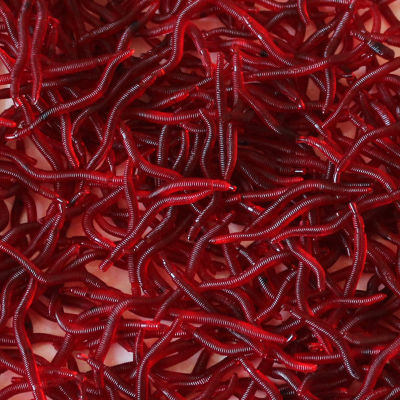 Hiking fun💕 100pcs lifellow Red Worm Soft Lure earthworm ฤดูร้อนตกปลาซิลิโคนเทียม