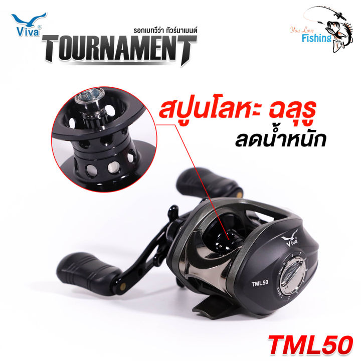 รอกหยดน้ำ-viva-tournament-tml50-วีว่าทัวร์นาเมนต์-รอก-6-3-1-หมุนซ้าย-หมุนลื่นตีไกล-โคตรทน-เหมาะสำหรับตีเหยื่อปลอม-ตกปลาช่อน-กะพง-กระสูบ-ชะโด