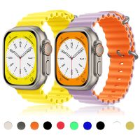 ☈✙ Ocean Strap For Apple Watch Band 49mm 45mm 44mm 40mm 41mm 42mm 38mm Silicone Correa Bracelet iWatch Ultra serie 8 7 6 SE Strap