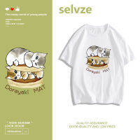 2023 newSELVZE （พร้อมส่งจากกทม มาถึงใน 3วัน）print T-shirt ลูกแมวน่ารักพิมพ์เสื้อยืดแขนสั้นคอกลม T0282