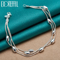 DOTEFFIL 925 Sterling Silver Three Snake Chain Smooth Beads Bean Bracelet For Women Wedding Engagement Party Fashion Jewelry