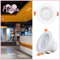 PETIGLASS กลมกลมๆ เปิดปิดอัตโนมัติ ไฟสปอตไลท์ สำหรับทางเดินเดิน ไฟเพดาน LED ไฟดาวน์ไลท์ เซ็นเซอร์ตรวจจับการเคลื่อนไหว PIR ไฟเซ็นเซอร์ของมนุษย์