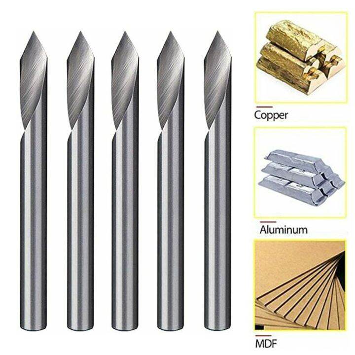 5x Spiral 60 Degree V Groove Engraving Tool Flat Bottom CNC Router Bits