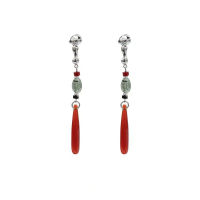 DK Miyu Series Original Jade Chinese Style Earrings Red and Green National Feng Shui Drop Pendant Earrings New Product Z54E