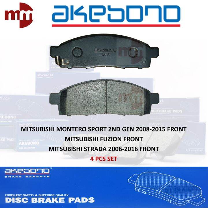 AKEBONO Brake Pads for MITSUBISHI MONTERO SPORT 2ND GEN 2008-2015 ...