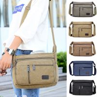 Casual Retro Business Bag High Capacity Canvas Outdoor Simple Version Shoulder Bag Diagonal Package For Men