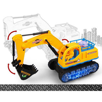 MagiDeal Kids Children Funny LED Electric Excavator Digging Engineering Car for Boys