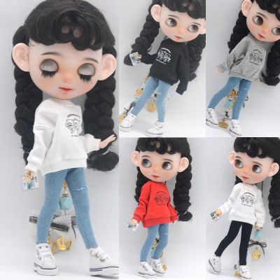 Clothes for doll Fashion sweatshirts jeans sneakers fits Blyth Azone OB22 OB24 doll accessories