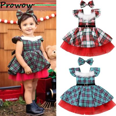 〖jeansame dress〗 Prowow ชุดคริสต์มาสสำหรับเด็กผู้หญิง Fly Sleeve Princess Party Dresses เครื่องแต่งกายปีใหม่ Children