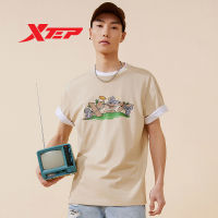 Xtep แขนเสื้อสั้นใส่ได้ทุกเพศใหม่ชุดผ้าฝ้าลำลองสบายๆระบายอากาศได้แขนสั้นกีฬา877227010120