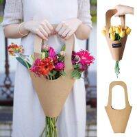 Kraft Paper Flower Bags Valentines Day Wrapping Gifts Handle Flower Packaging Boxes Wedding Party Decoration Flower Tote Bags Gift Wrapping  Bags