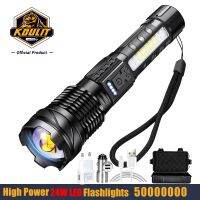 High Strong Power 24w Led Flashlights 50000000 Tactical Light Emergency Spotlights Telescopic Jetbeam1km 18650 Built-in Battery Rechargeable  Flashlig