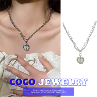 COCOJEWELRY ฤดูร้อนแสงหรูหราหลายชั้นกระพริบเพชรเพทายรักจี้กระดูกไหปลาร้าโซ่