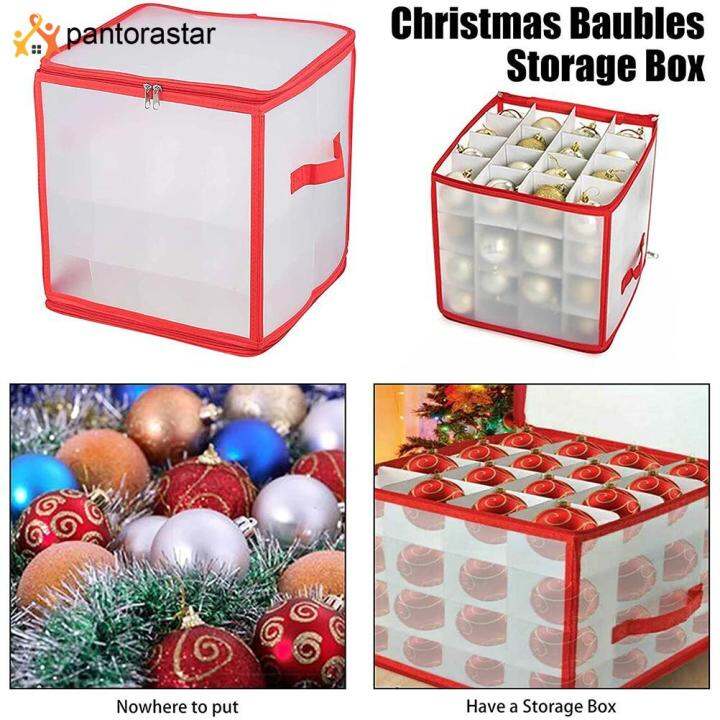 [pantorastar] Clear Storage Box For Christmas Tree Baubles PVC Folding