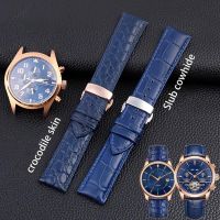 2023 Original ☁♝㍿ Tali Jam Tangan Kulit Buaya 18Mm 20Mm 22Mm untuk Tm12/Omega /Citizen Amelong Time Wing Jam Tangan Tali Gelang Kulit Biru