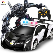 Deerc 1 18 tỷ lệ biến hình một nút biến hình RC xe cảnh sát Robot đồ chơi