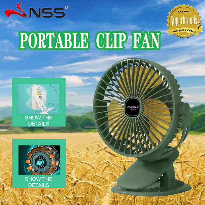NSS Rechargeable Desk Fan Clip Fan USB Portable Mini Table Fan Desktop