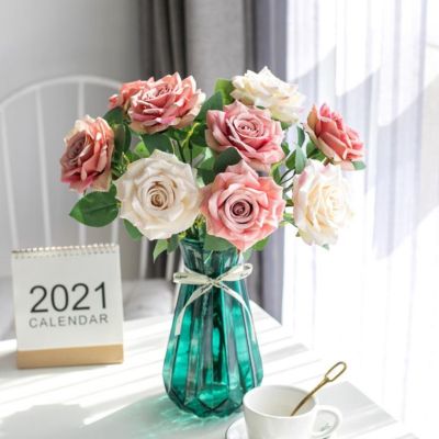 【CC】 Ins Artificial Silk Flowers Wedding Decoration Bouquet Gifts Vase for Cheap Fake