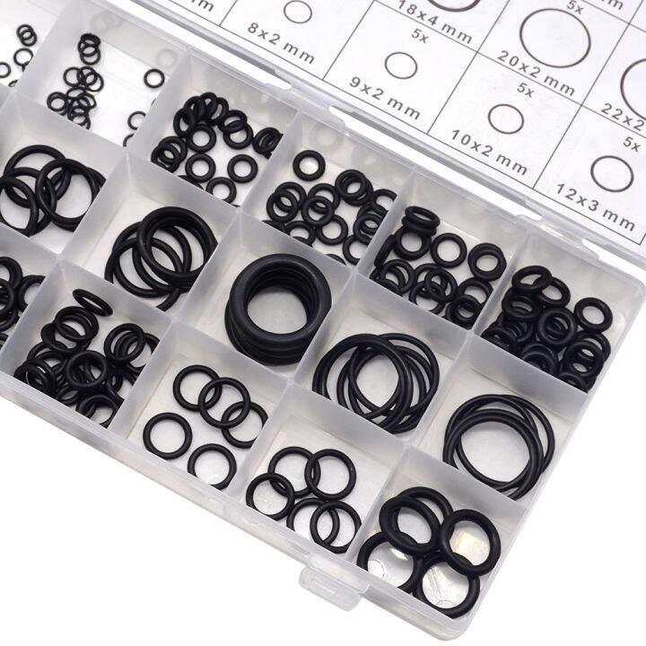 haotao-hardware-225ชิ้น-ล็อตยางสีดำ-o-ring-assortment-เครื่องซักผ้าปะเก็นซีลโอริงชุด18ขนาดพร้อมกล่องพลาสติก