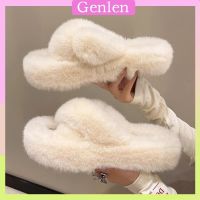 ☽ 【COD】Thick bottom cotton slippers childrens large size autumn and winter cross hair slippers womens outer wear home slippers for women bedroom slippers slippers women