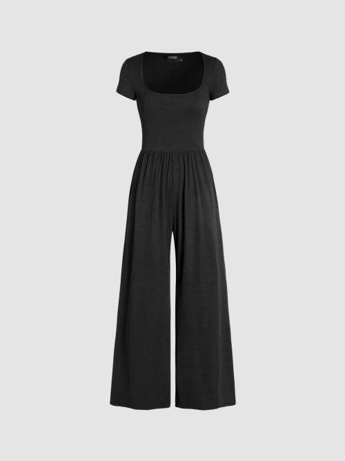 Cider Scoop Neckline Short Sleeve Wide Leg Jumpsuit Lazada PH
