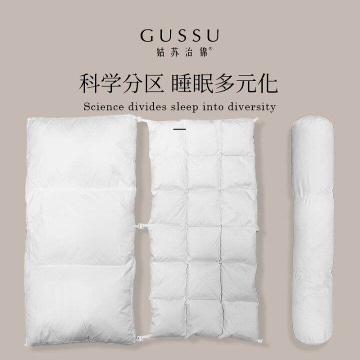 cod-wholesale-partition-double-sided-cervical-spine-pillow-soft-silk-to-help-sleep-single-white-goose-down-core