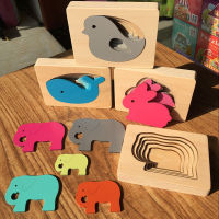 Kids Wooden Toys For Children Animal Carton 3D Puzzle Multilayer Jigsaw Puzzles Baby Toys Child Early Educational Kids