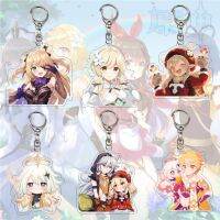 Genshin Impact Cartoon Characters Acrylic Keychain Anime Jewelry Lovely Venti Diluc Xiao Klee Mona Key Chain Bag Charm Fans Gift