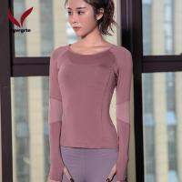 Fgvrgrt WOMENS Quick-Drying Slim โยคะเสื้อยืดสตรีแขนยาวเสื้อกีฬา