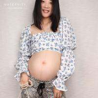 CARECODE ชุด Clothinggand40สำหรับผู้หญิงตั้งครรภ์แขนพองเสื้อแบบมีเชือกรัดชุดเอวลอยเซ็กซี่ลายดอกไม้ชุดคุณแม่สำหรับฤดูร้อน