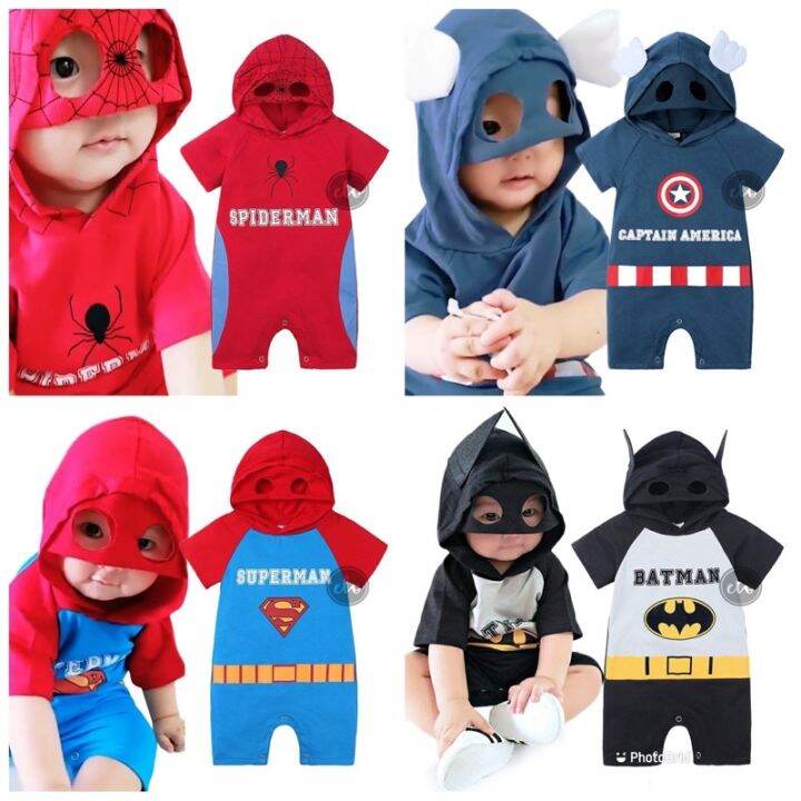 Superhero Kids Costume Hooded Overall / Baby Boys Romper superman