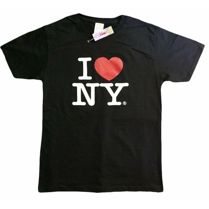 คอลูกเรือเสื้อยืดแขนสั้น-พิมพ์ลาย-i-love-ny-i-love-ny-สีดํา-สําหรับผู้ชาย-s-5xls-5xl