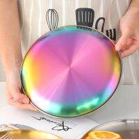 Stainless Steel Round Dining Plate Food Steak Meat Fruit Cake Colorful Orient Tray Easy Clear for Kitchen1Pc Silver Plates