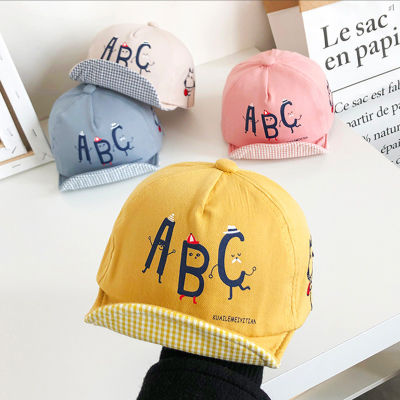 ฤดูใบไม้ผลิใหม่ตัวอักษร ABC เด็กหมวกเบสบอลปรับสาวกลางแจ้งหมวกบังแดด Soft Brim หมวกเด็กหมวก0-2Y