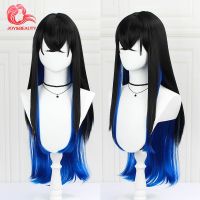 Hashibira Inosuke Women Long Wig Demon Slayer: Kimetsu no Yaiba Cosplay Wigs Role Playing Tanjirou Zenitsu Halloween 80cm Wig  Hair Extensions Pads