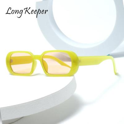LongKeeper Rectangle Womens Sunglasses Mirror Brand Designer Cool Vintage Frame Sun Glasses Cool Ladies Square Oculos De Sol