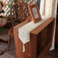 Cotton Table Runner Knitted Lace Macrame TasselTablecloth Cabinet Shoe Cover Cloth Dust Cover Home Banquet Decoration Blanket