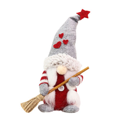 Santa Claus Doll with Broom Dwarf Doll Creatives Christmas Faceless Doll Plush Elf Doll Toy Ornament Christmas Decor LB88