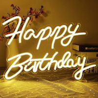 Happy Birthday Neon Sign 42*30cm USB Powered Neon Light for Birthday Party Decor Acrylic Warm White Custom Sign Lights Home