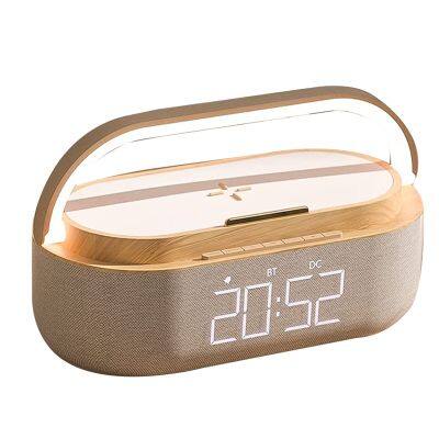 Digital Alarm Clock Radio with Bluetooth Speaker,15W Wireless Charger, Dual Wireless Speaker,Adjustable Loud Alarm Sound