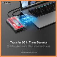 GEORG โปร่งใสโปร่งใส 2.5 ตัวแปลงฮาร์ดดิสก์ SSD เอสดี กล่อง SSD เคสฮาร์ดไดรฟ์ USB3.0ไปยัง SATA ฮาร์ดไดร์ฟการปิด