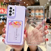 Casing bening pemegang tas Slot kartu untuk Samsung S23 S22 Ultra S21 S20 Plus S23 FE Note 20 Ultra A14 A24 A34 A54 A23 A53 A52S A13 A33