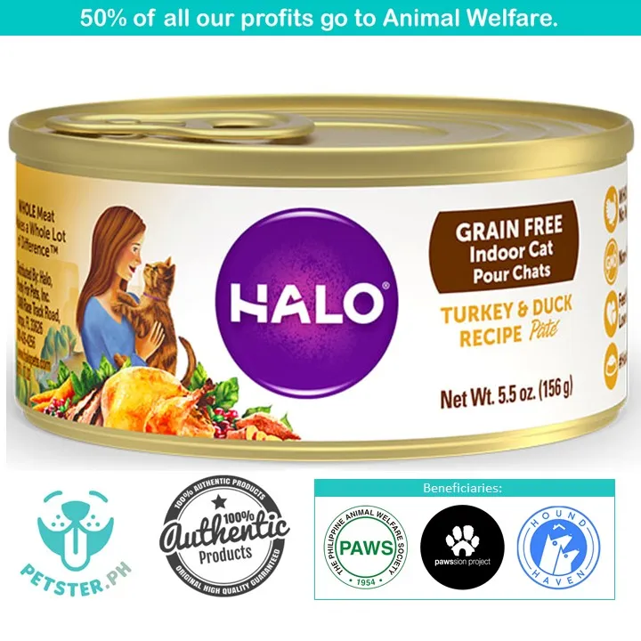 Halo Indoor Cat Grain Free Turkey & Duck Recipe Pâté Wet Food 156g