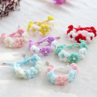 〖Love pets〗 Macaron Floral Colorful Dog Collar Choker Bib Sweet Pet Bow Scarf Cat Accessories for Puppy Neckerchief Handmade Yorkie Ragdoll